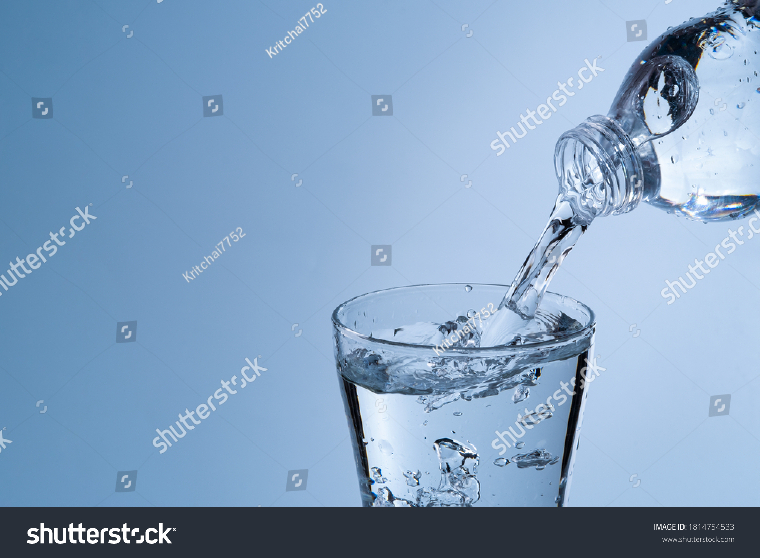 Pouring Drinking Water Plastic Bottle Into Stock Photo 1814754533 ...