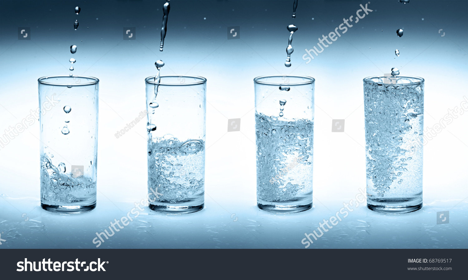 Pouring Water Into Four Glasses Stock Photo 68769517 | Shutterstock