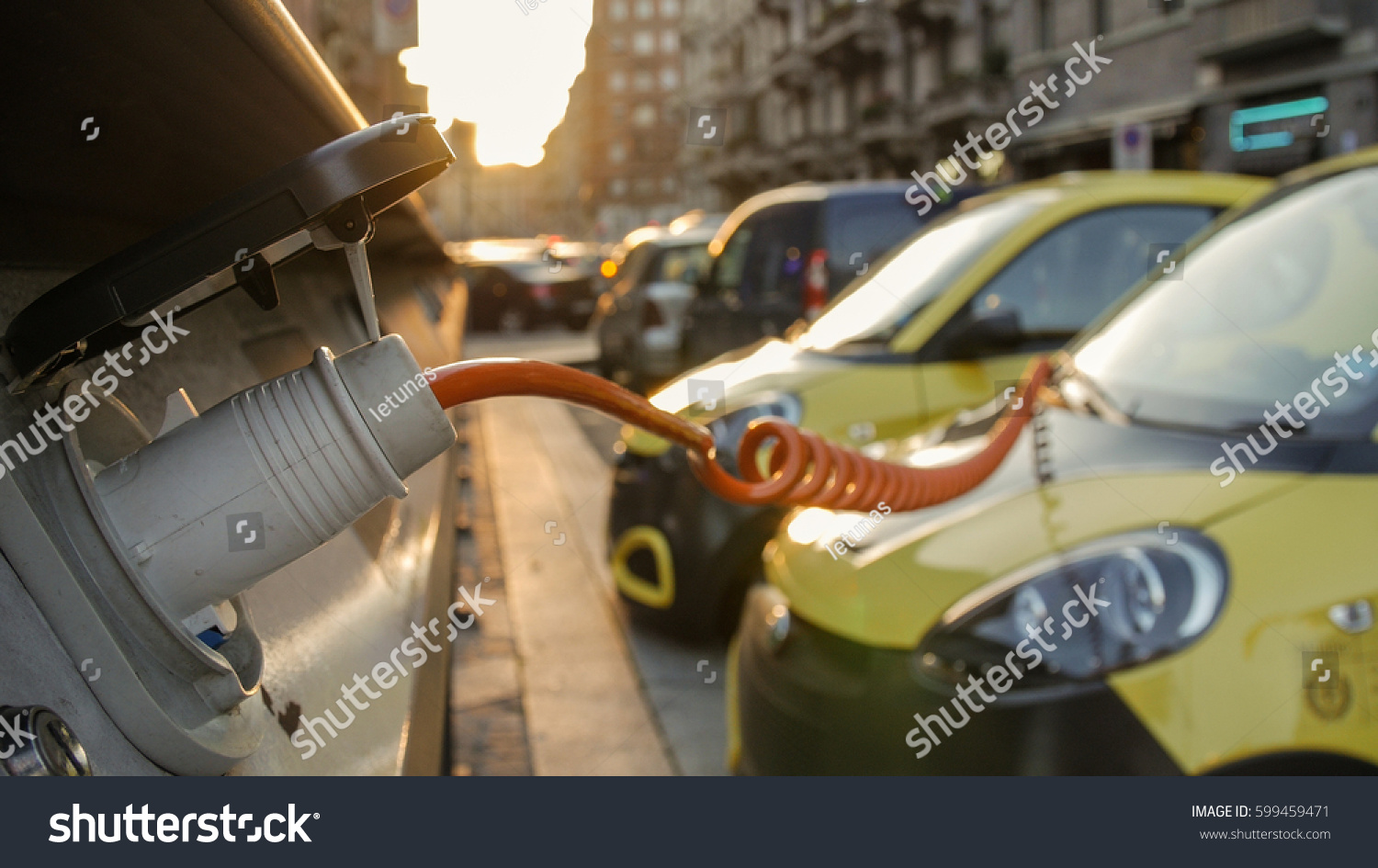 Power Supply Electric Car Charging City Stock Photo (Edit Now) 599459471