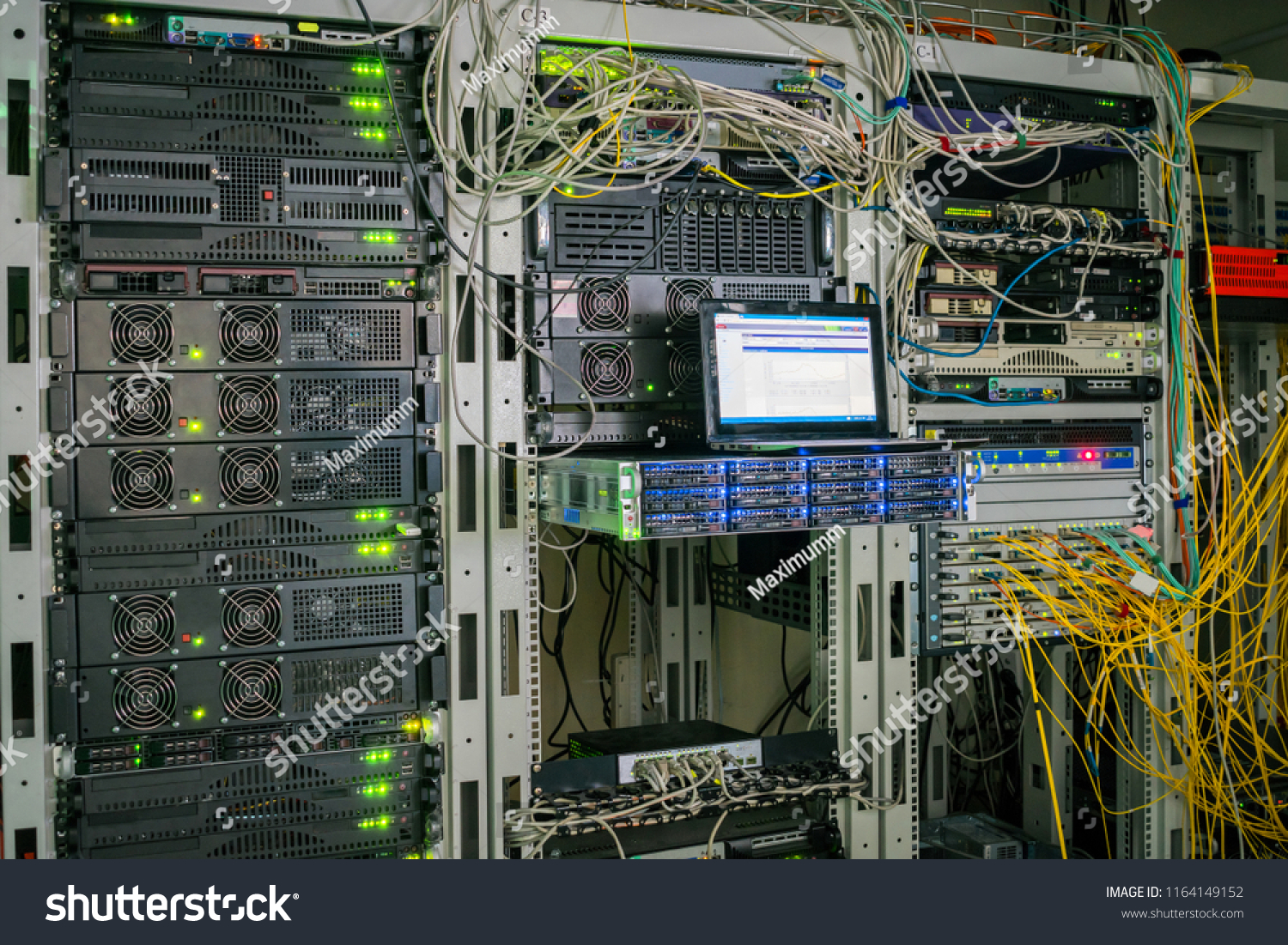 Powerful Computer Equipment Modern Server Room Stock Photo