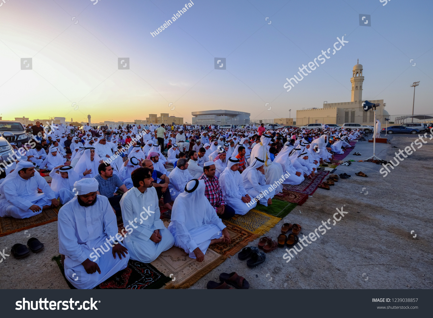 Prayers Performing Eid Prayer Public Squares Stock Photo 1239038857