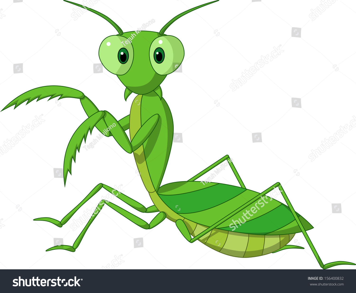 Praying Mantis Grasshopper Cartoon Stock Illustration 156400832 ...