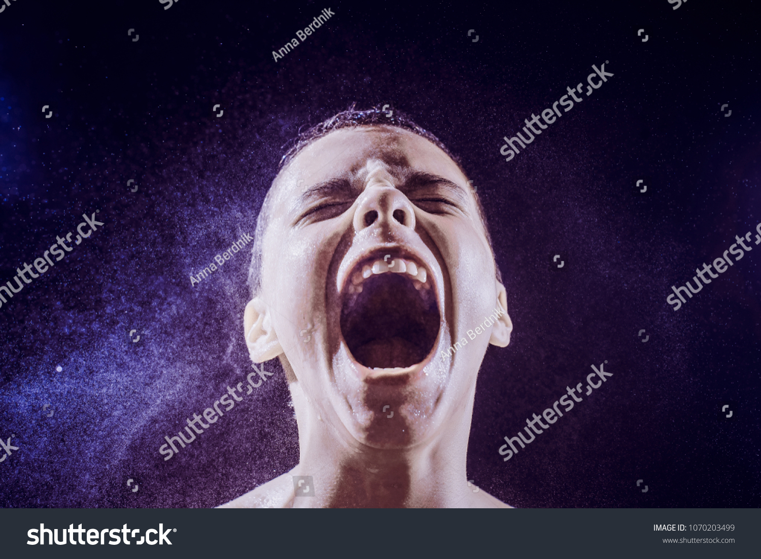 Pre Teen Boy Naked Screams Into Stock Photo Shutterstock