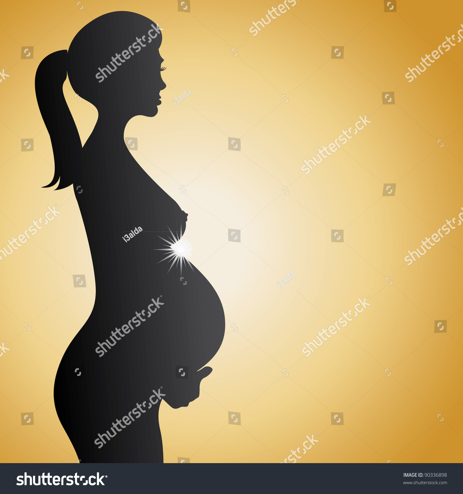 Pregnant Naked Woman Silhouette Illustration Foto Stok 90336898