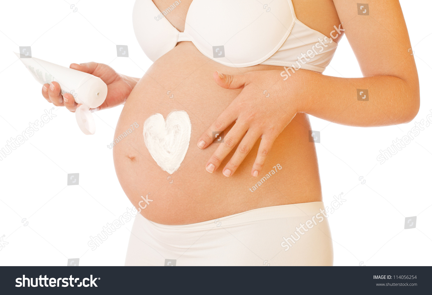 Pregnant Woman Making Heart Shape Body Stock Photo Edit Now