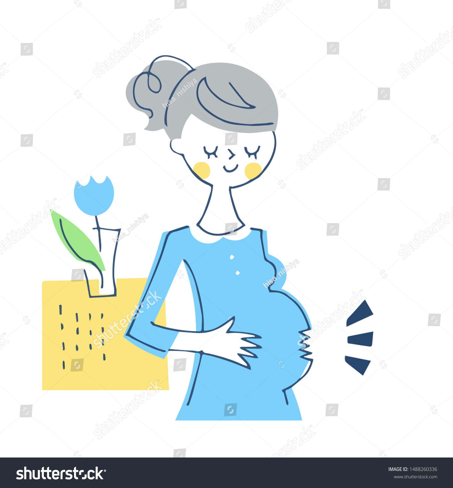 Pregnant Woman Stroking Her Belly Stock Illustration Shutterstock