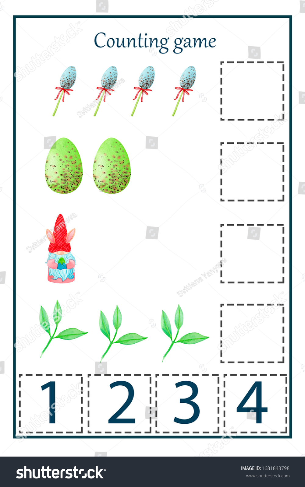 preschool math worksheets counting kinder easter stock illustration 1681843798 shutterstock