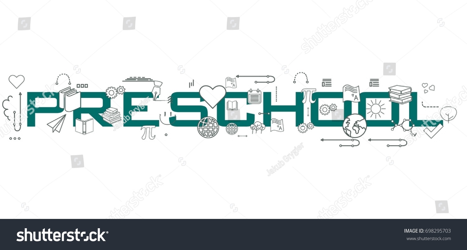 Preschool Word Isolated On White Background Stock Illustration