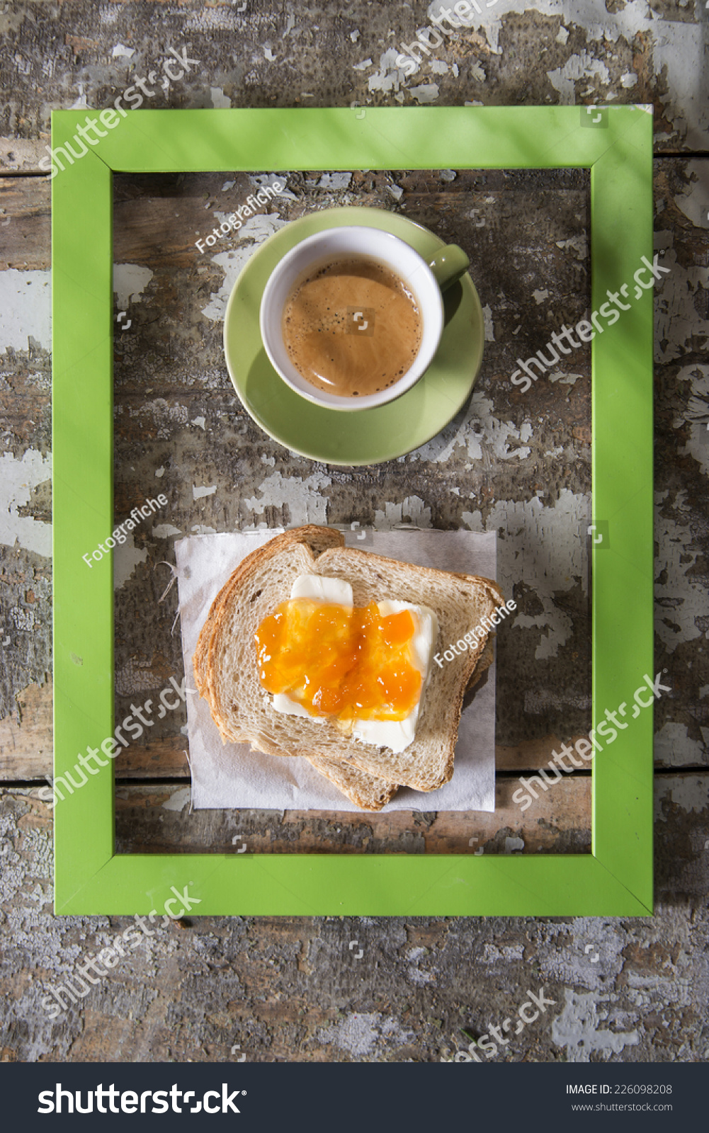 Presentation Breakfast Coffee Bread Butter Jam Stock Photo Edit Now