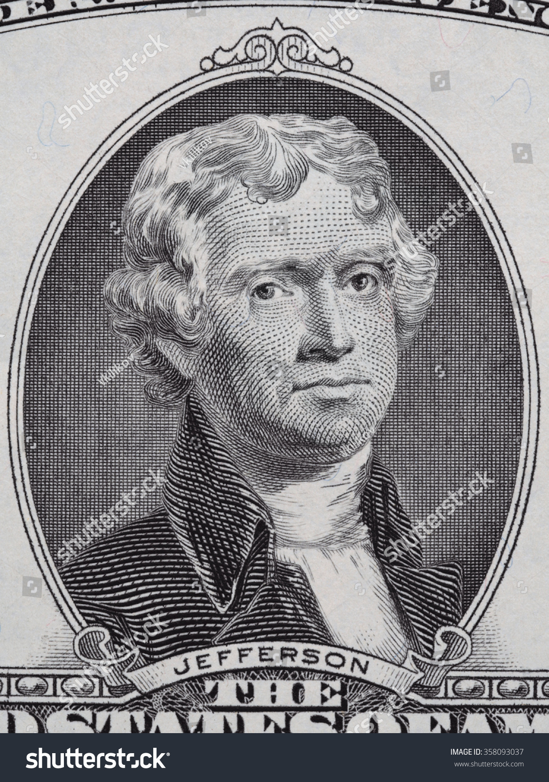 President Thomas Jefferson Face On Us Stock Photo 358093037 - Shutterstock