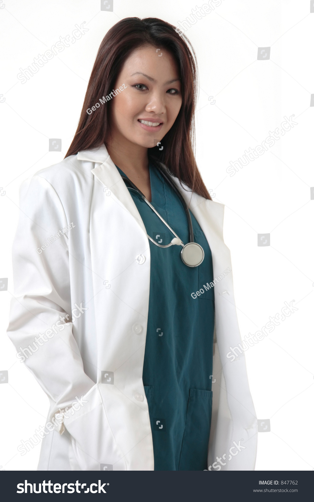 Pretty Asian Doctor On White Stock Photo 847762 : Shutterstock