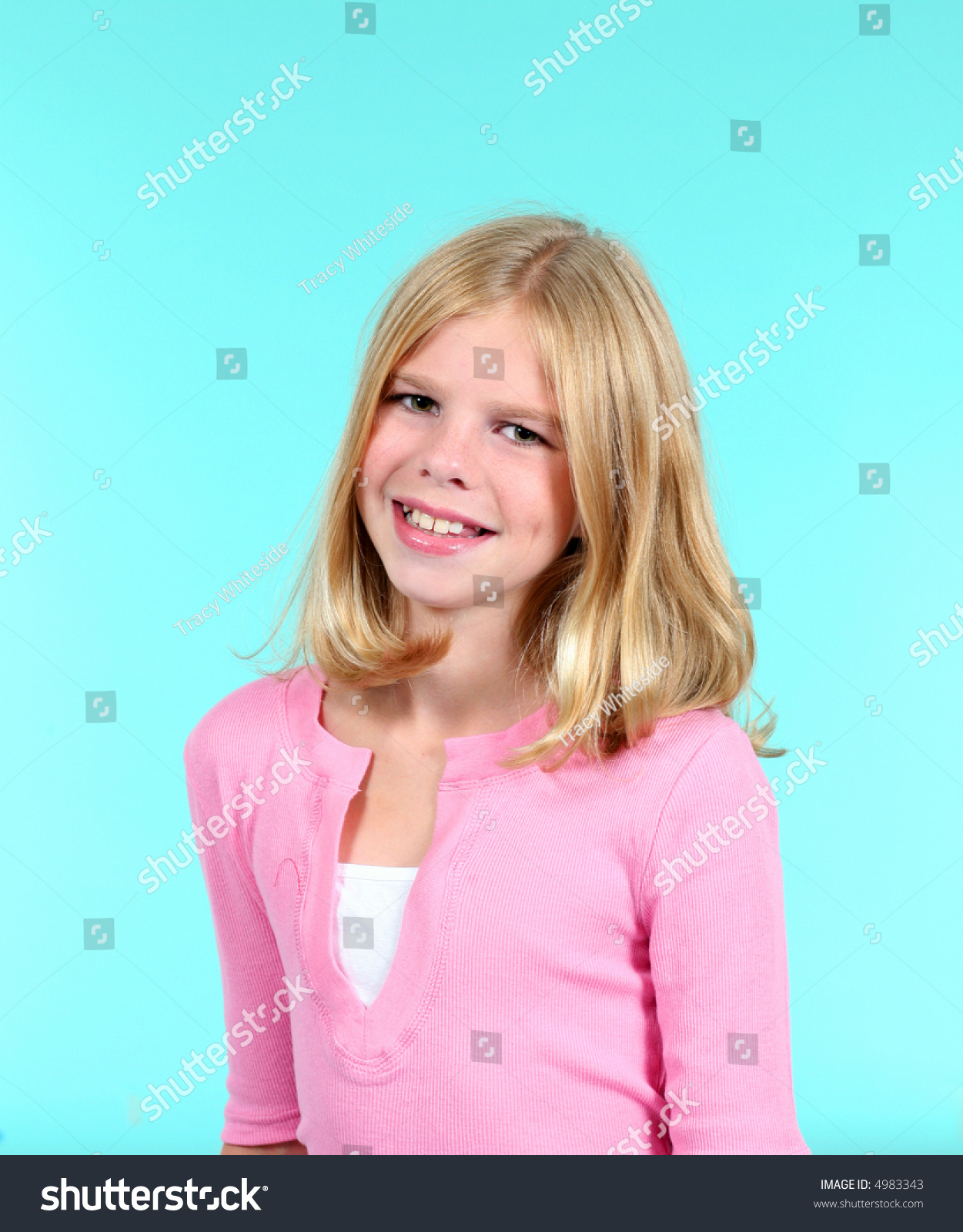 Pretty Blonde Preteen Girl Smiling Stock Photo 4983343 - Shutterstock