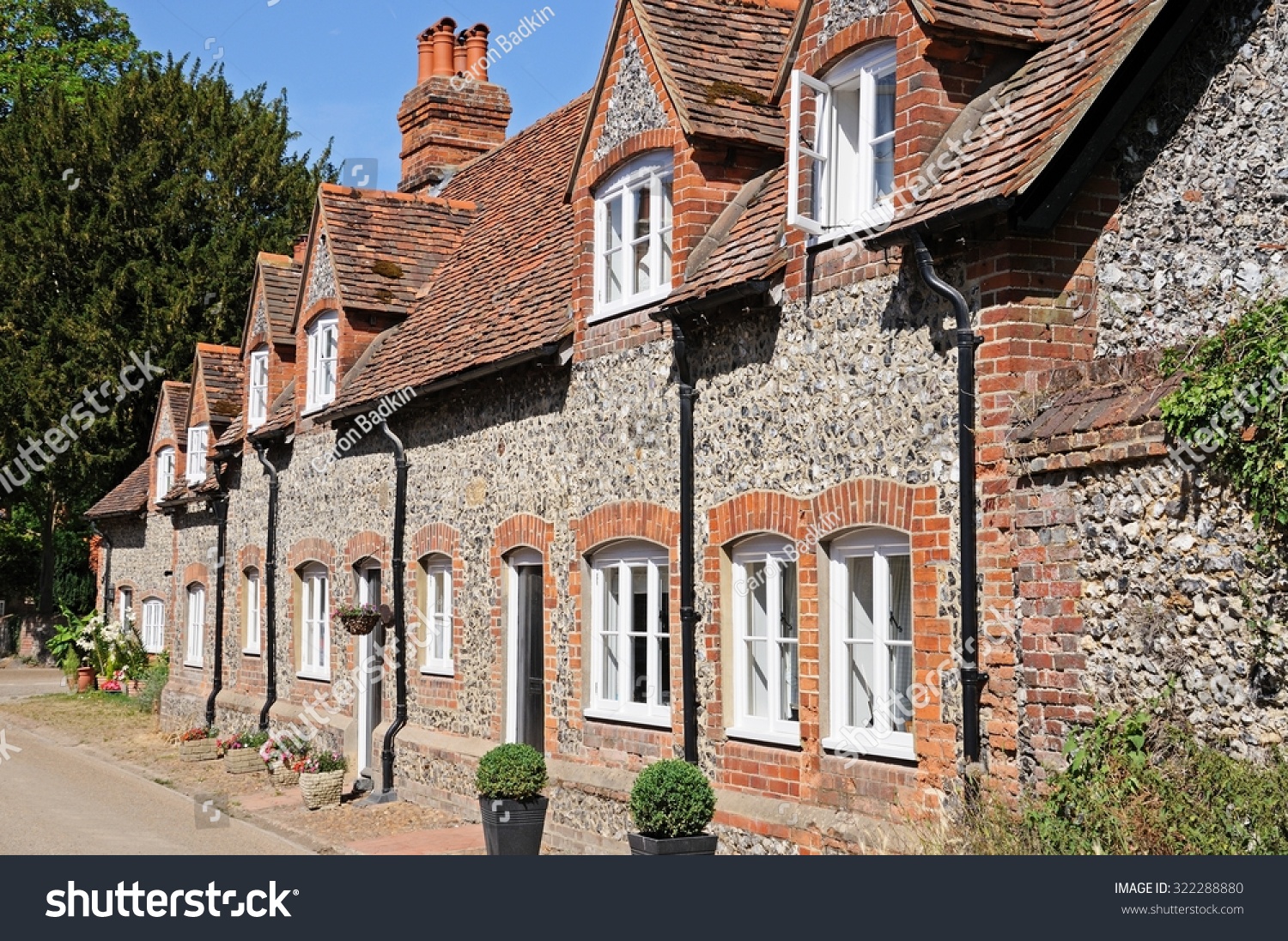 Pretty Brick Flint Cottages Dormer Windows Stock Photo Edit Now