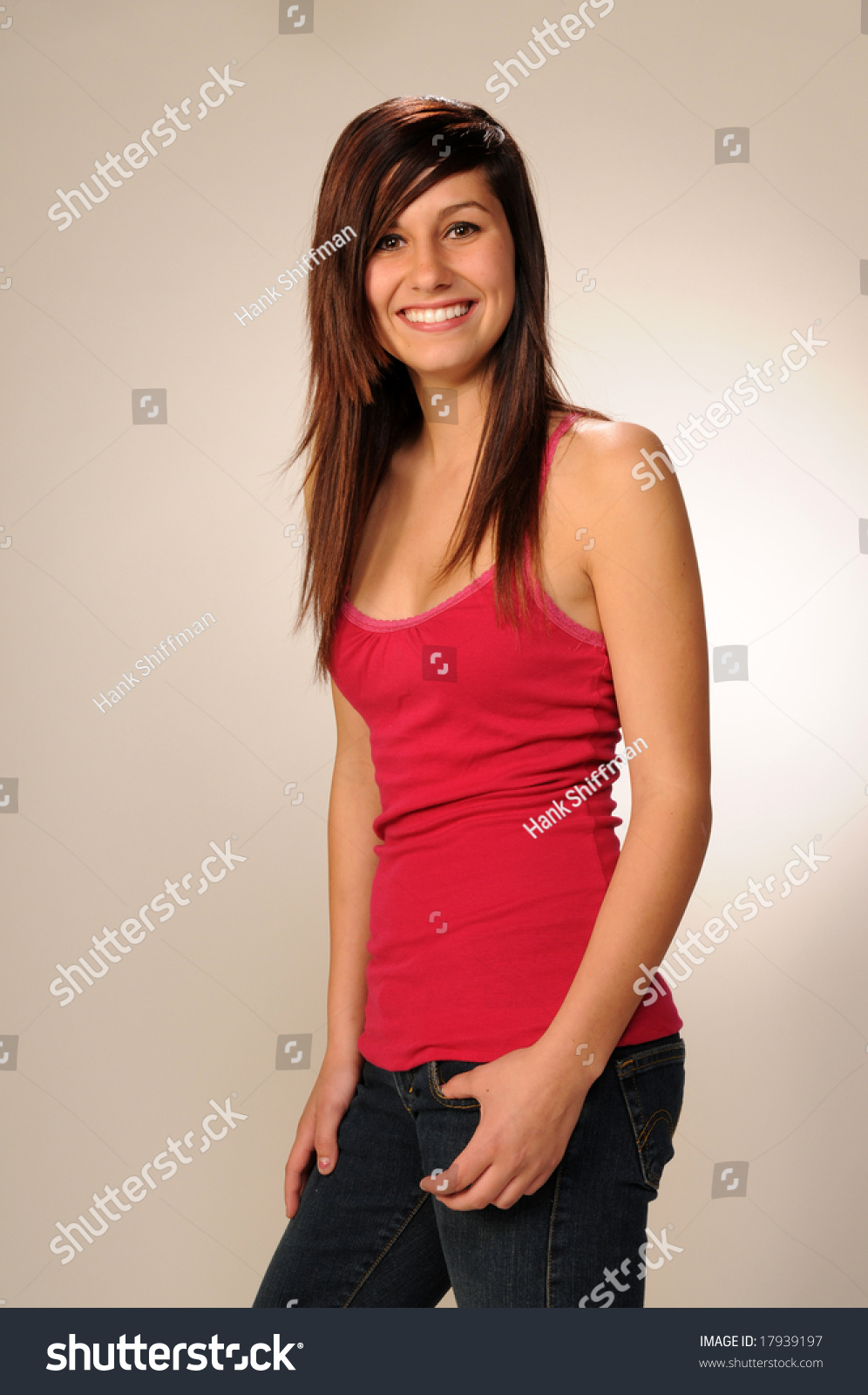 Pretty Brown Haired Teenage Girl Bright Stock Photo Edit Now