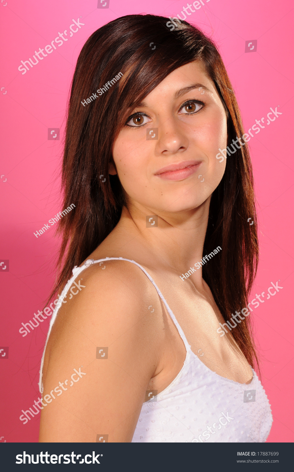 Pretty Brown Haired Teenage Girl White Stock Photo Edit Now 17887699