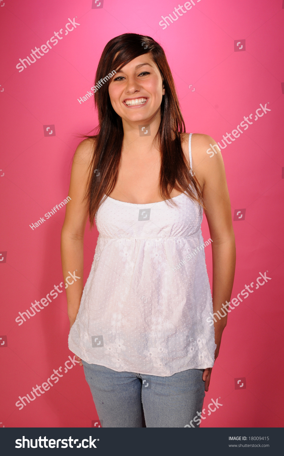 Pretty Brown Haired Teenage Girl White Stock Photo Edit Now 18009415