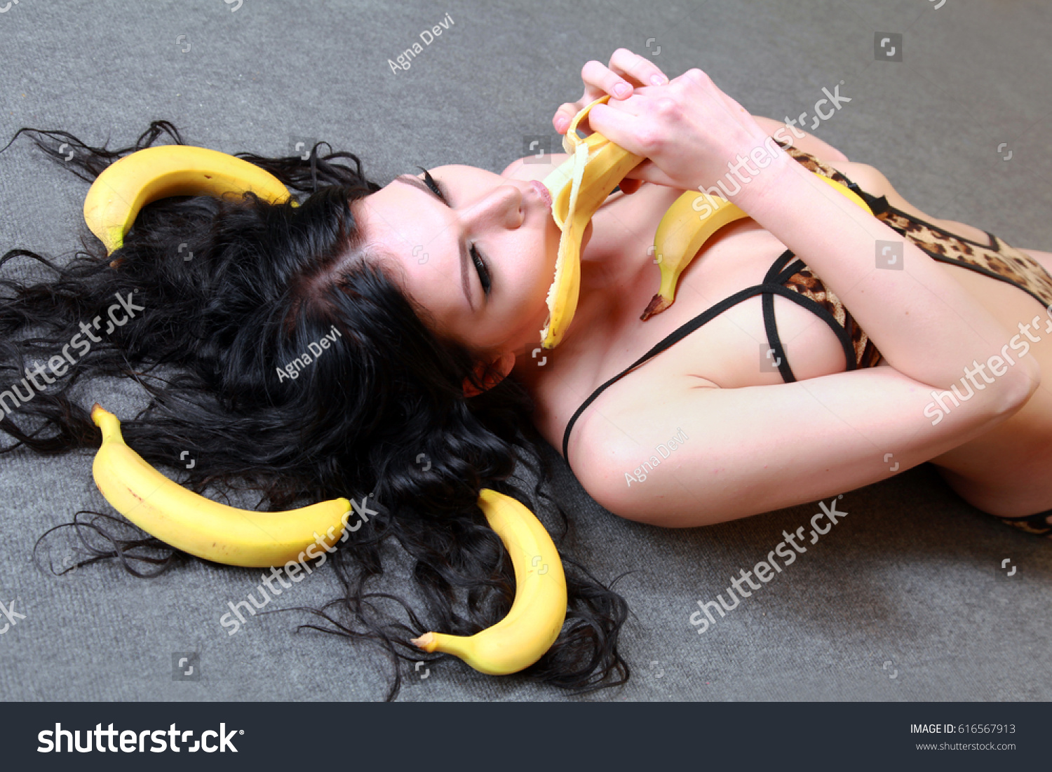 banana licked by a girl