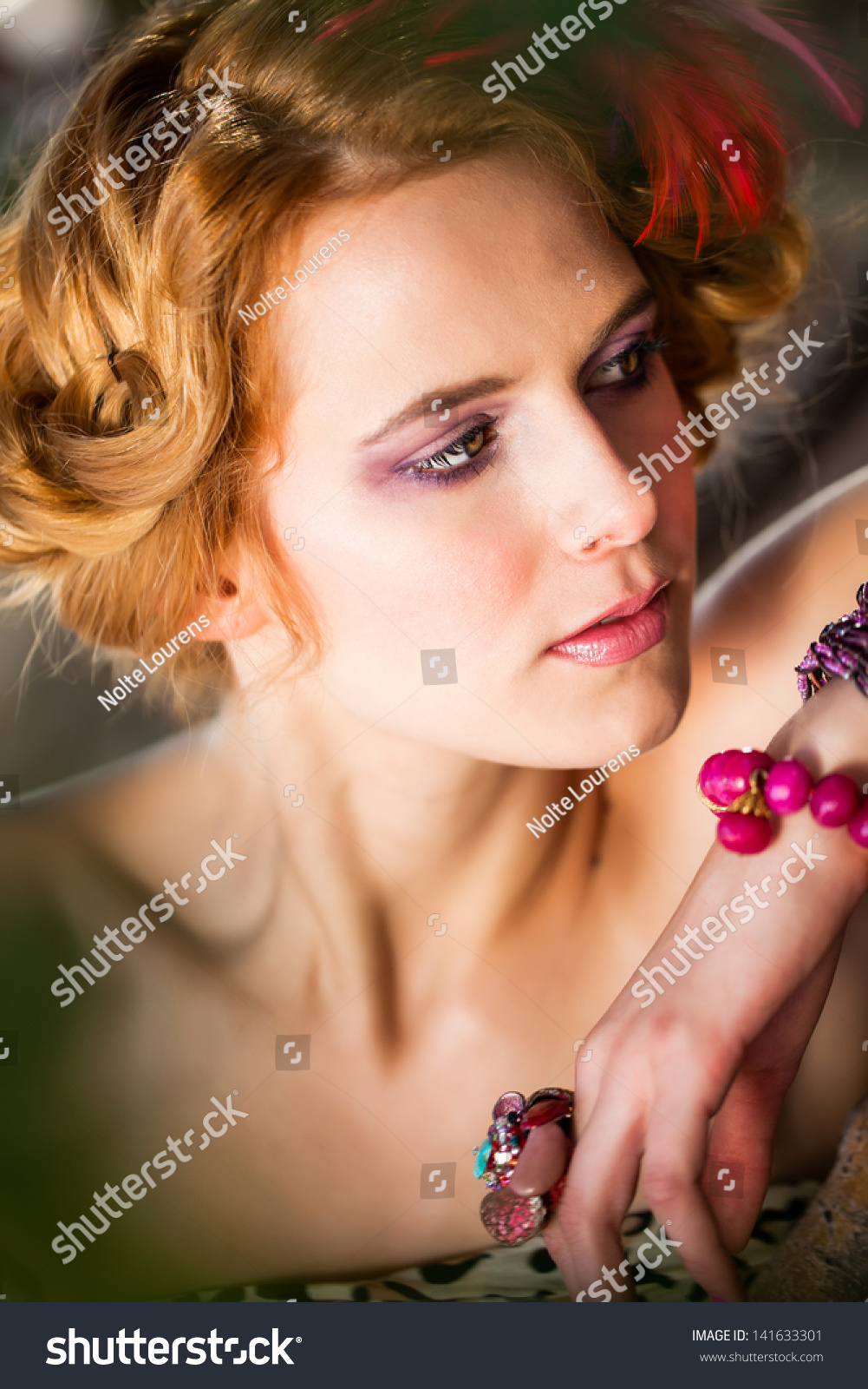 Pretty Caucasian Model Red Curly Hair Stock Photo Edit Now 141633301