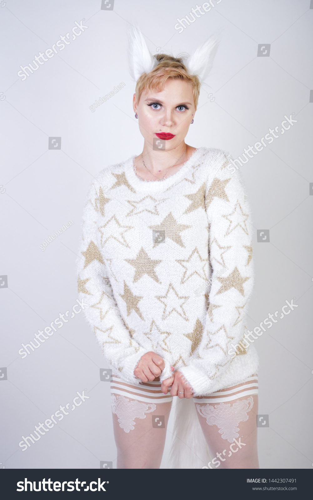 Pretty Cute Kind Girl Blonde Short Stock Photo Edit Now 1442307491