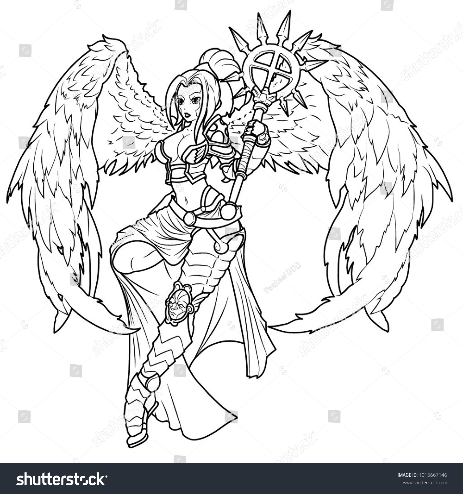 Pretty Flying Anime Warrior Girl Page Stock Illustration 20