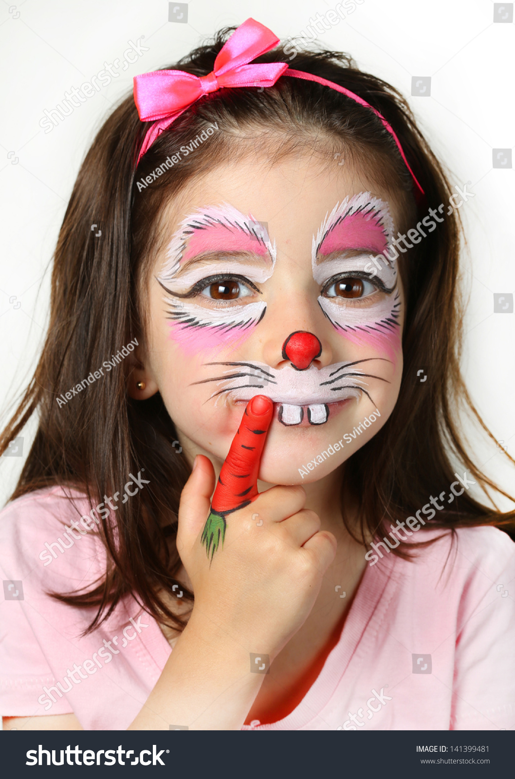 Pretty Girl Face Painting Bunny Stock Photo (Edit Now) 12