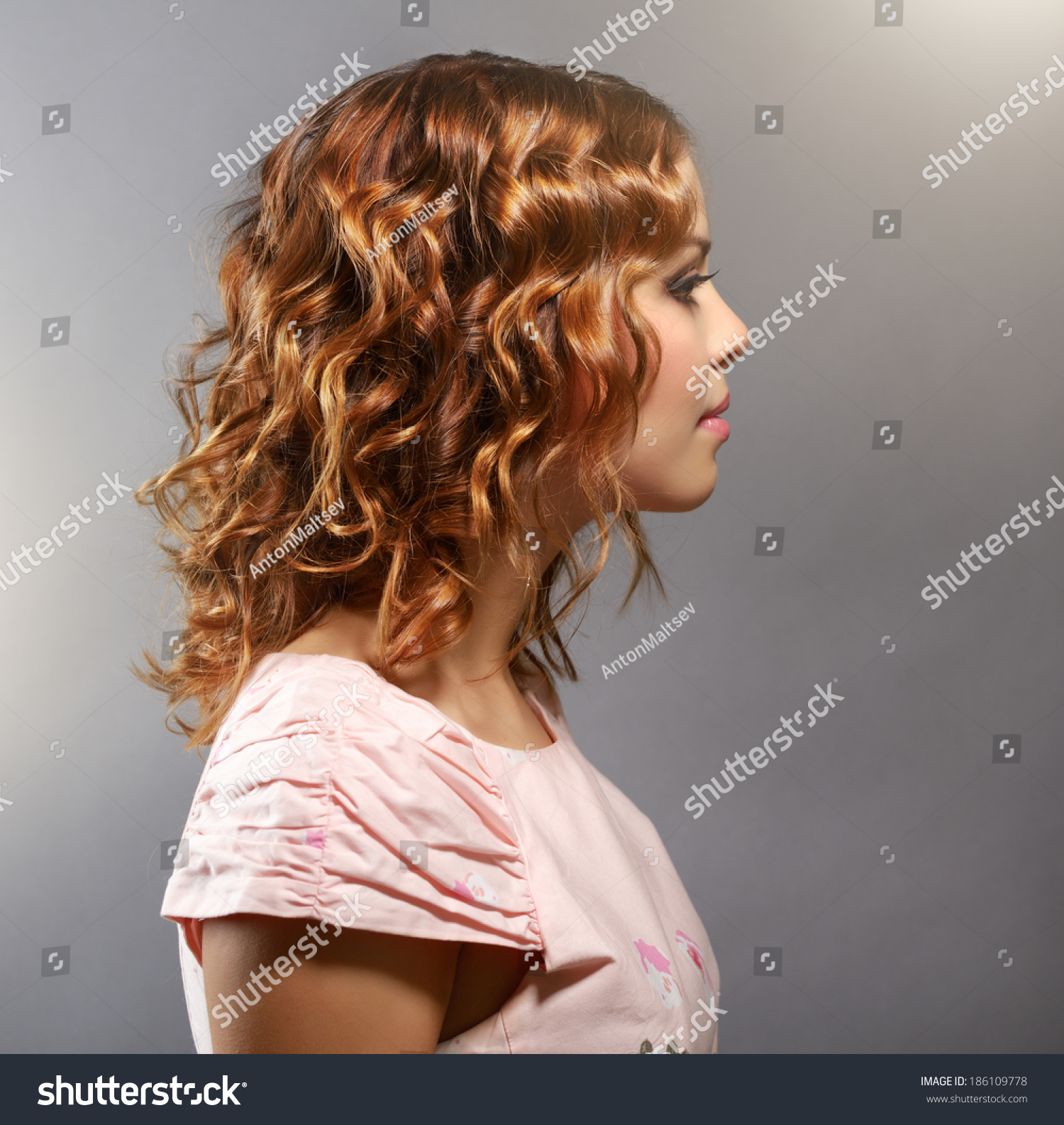 Pretty Girl Short Curly Hair On Stock Photo (Edit Now) 49