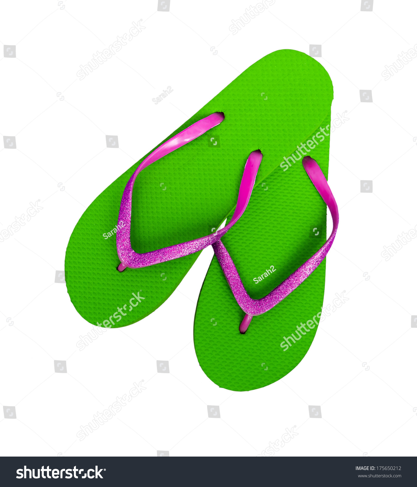 pretty green flip flops