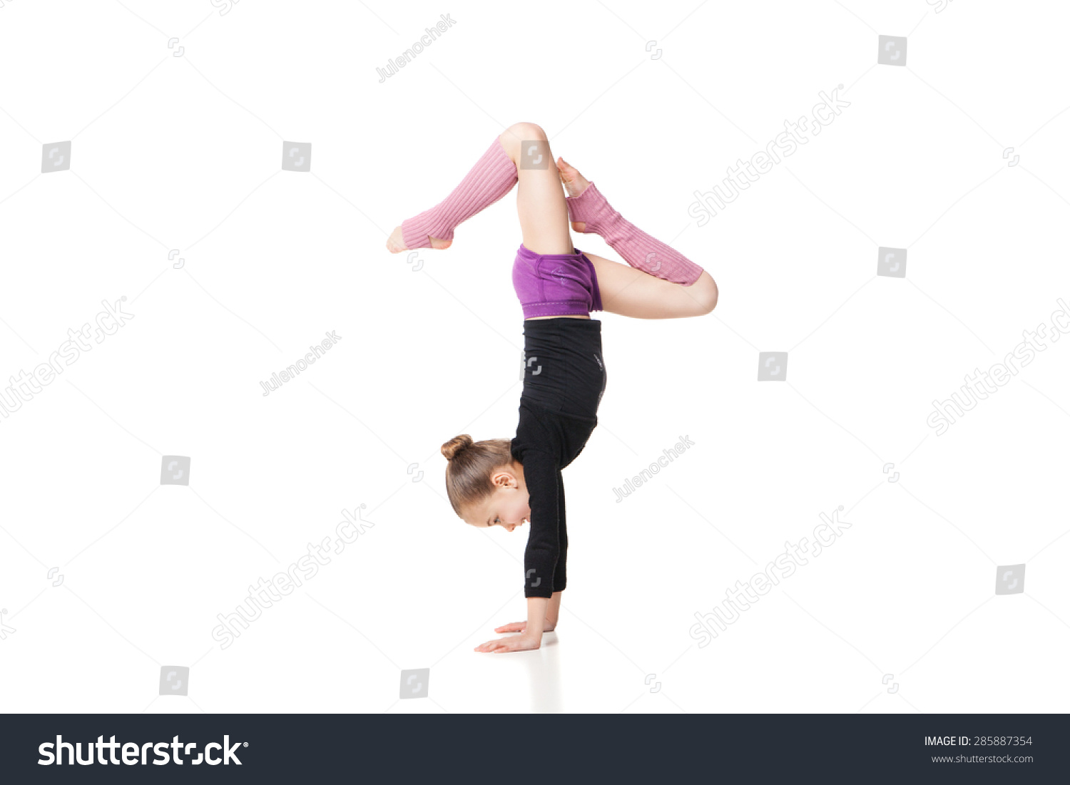 Pretty Little Girl Doing Gymnastics Over Stock Photo (Edit Now) 285887354