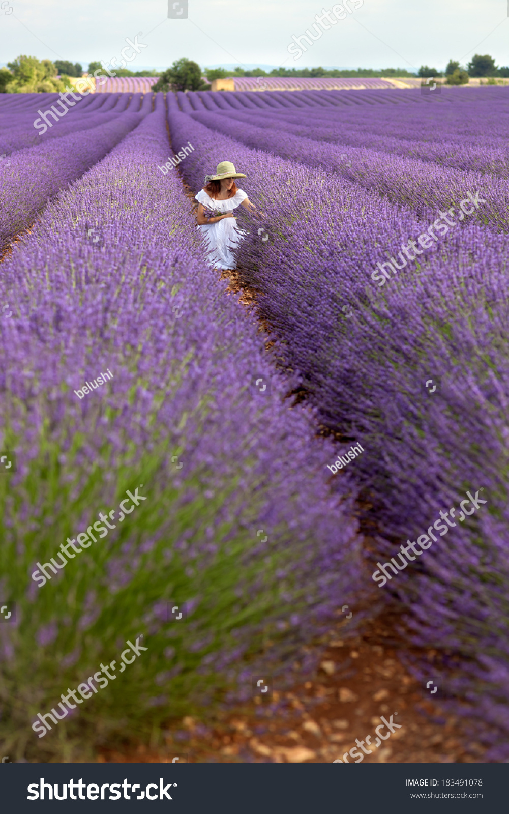 white dress with lavender flowers