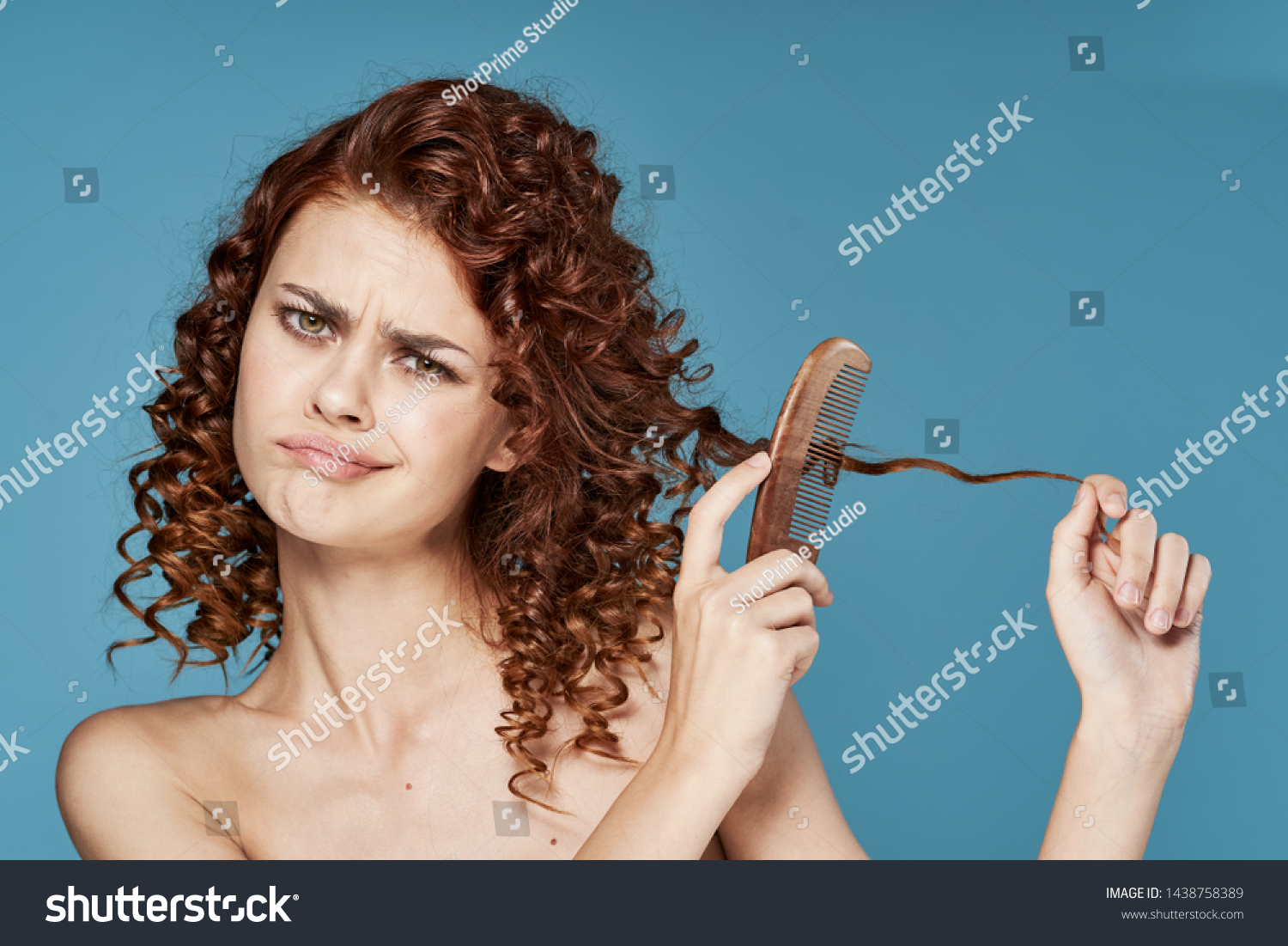 Pretty Woman Comb Hands Curls Naked Stock Photo Edit Now