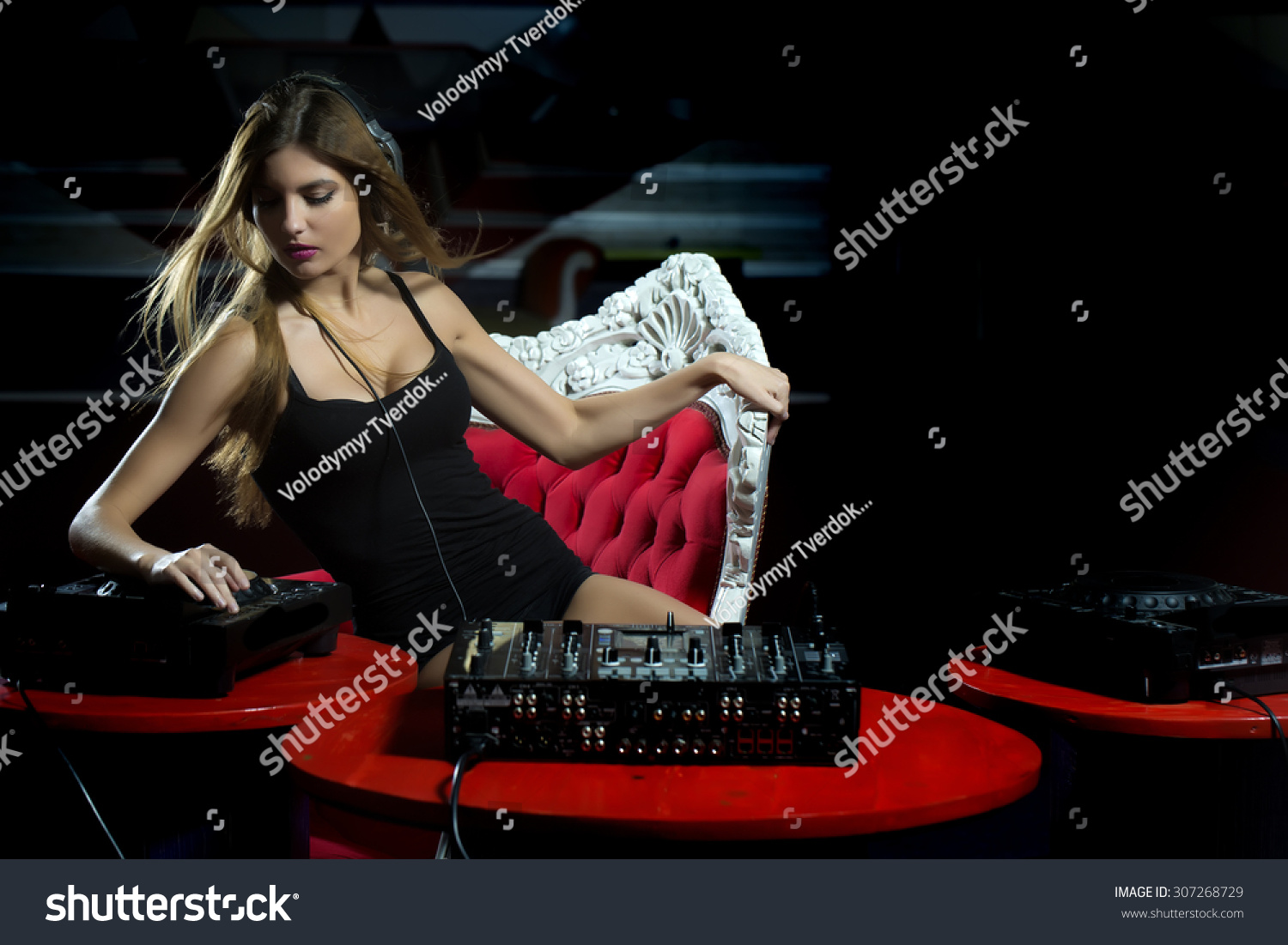 Sexy disk jockey girl — Stock Photo © Tverdohlib.com #81641880