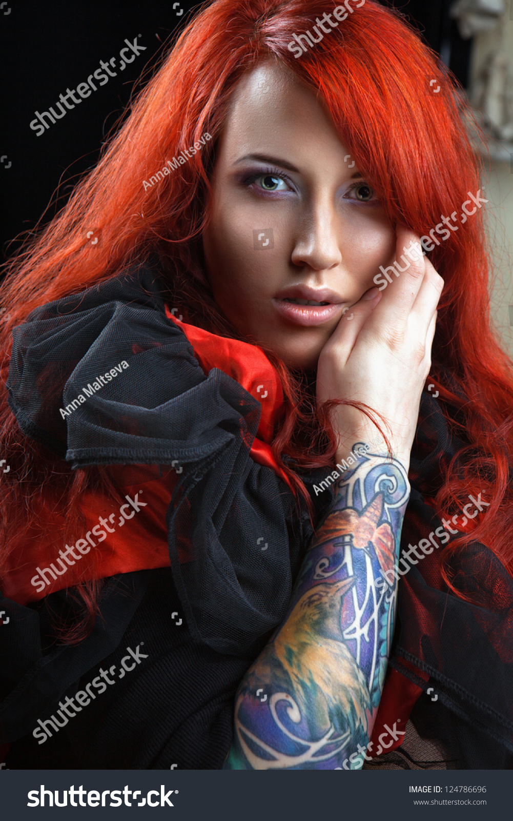 Pretty Young Girl Tattoo Lovely Womantattoo Stock Photo (Edit Now ...