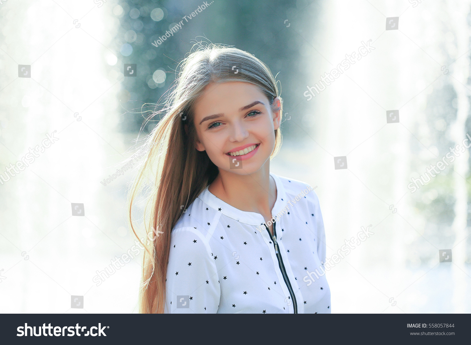 Pretty Young Woman Girl Long Blonde Stock Photo Edit Now 558057844