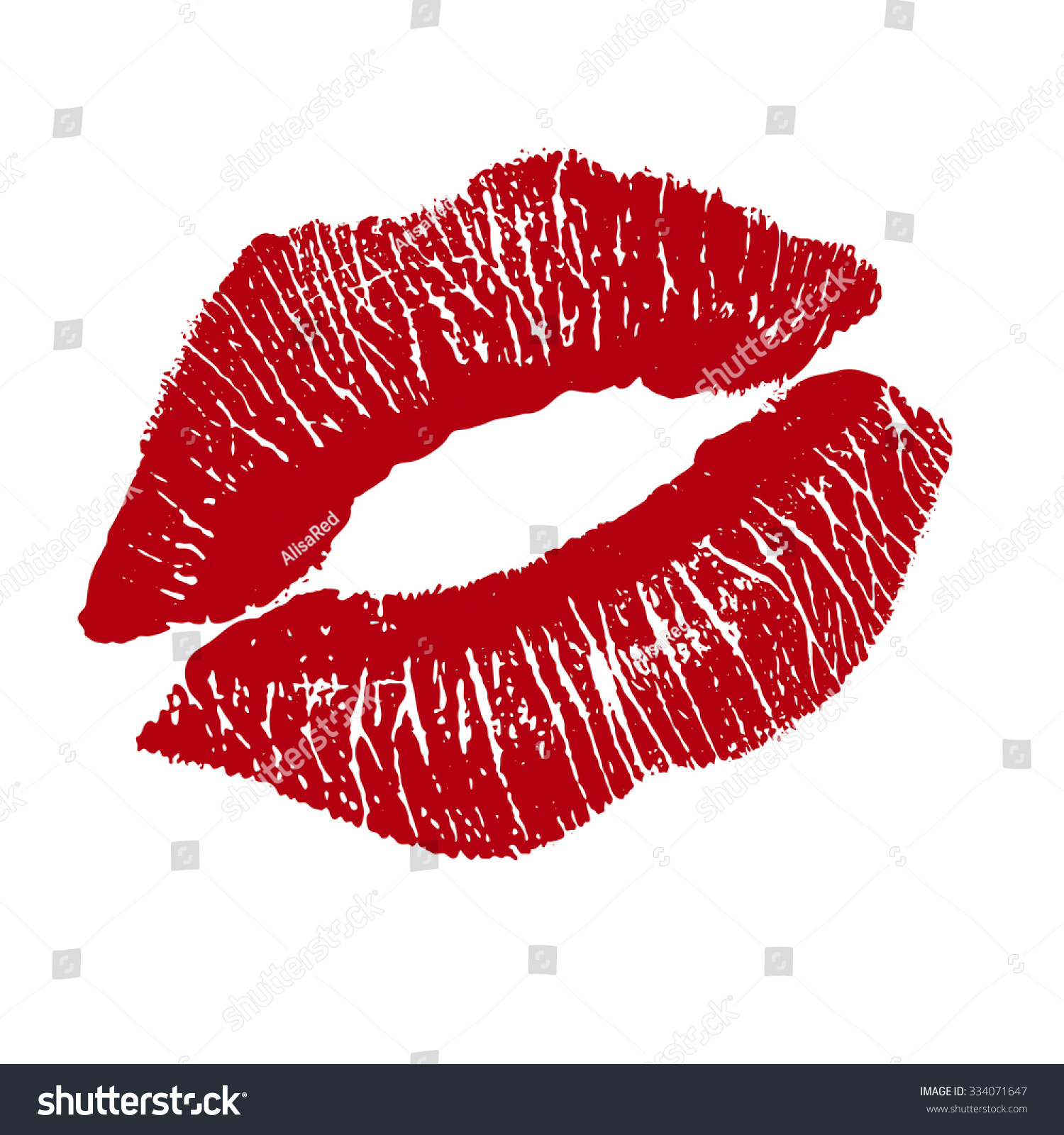 Print Of Red Lips. Illustration On A White Background. - 334071647 ...