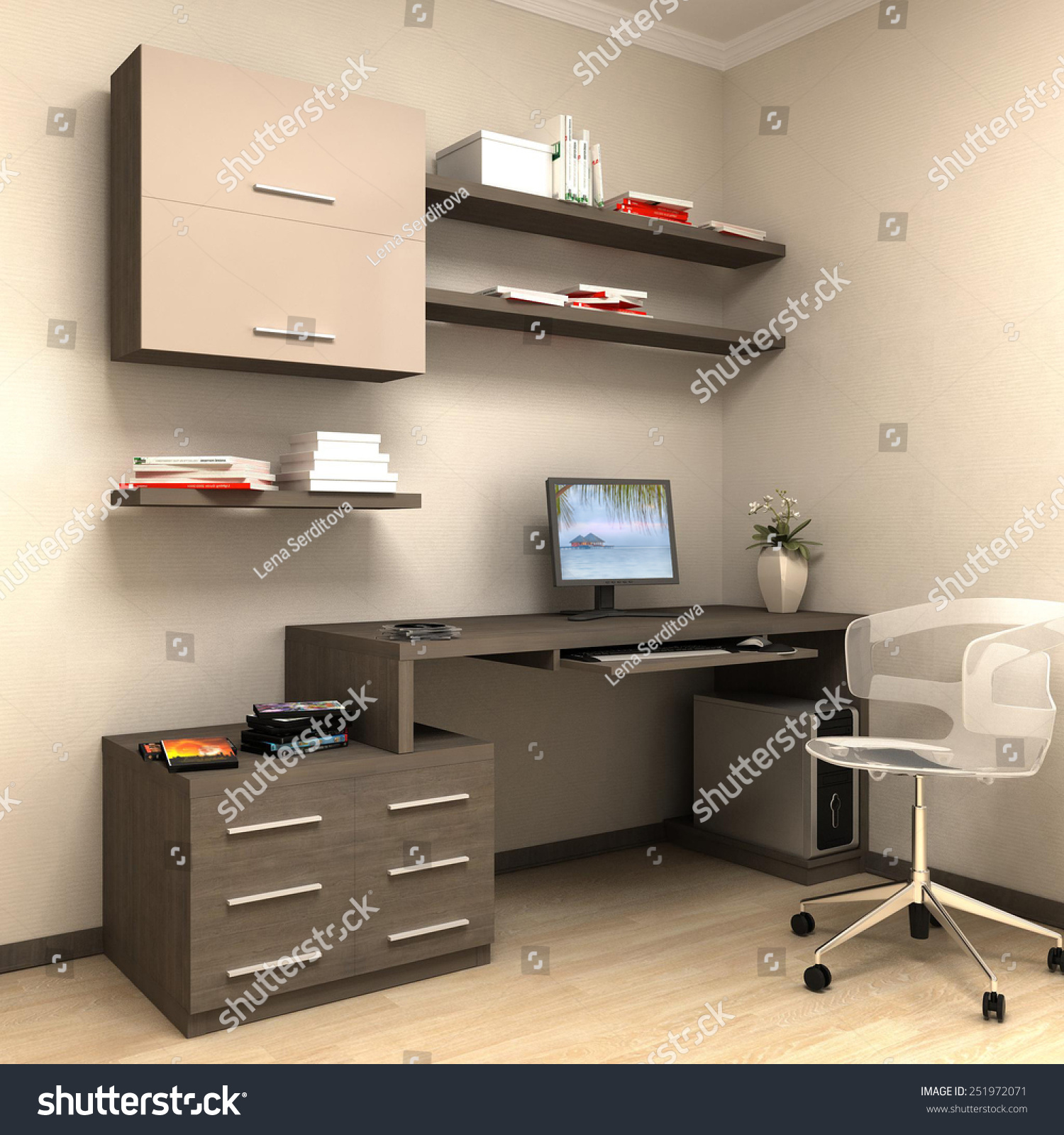 Private Study Table Drawers Cabinets Private Stock Illustration