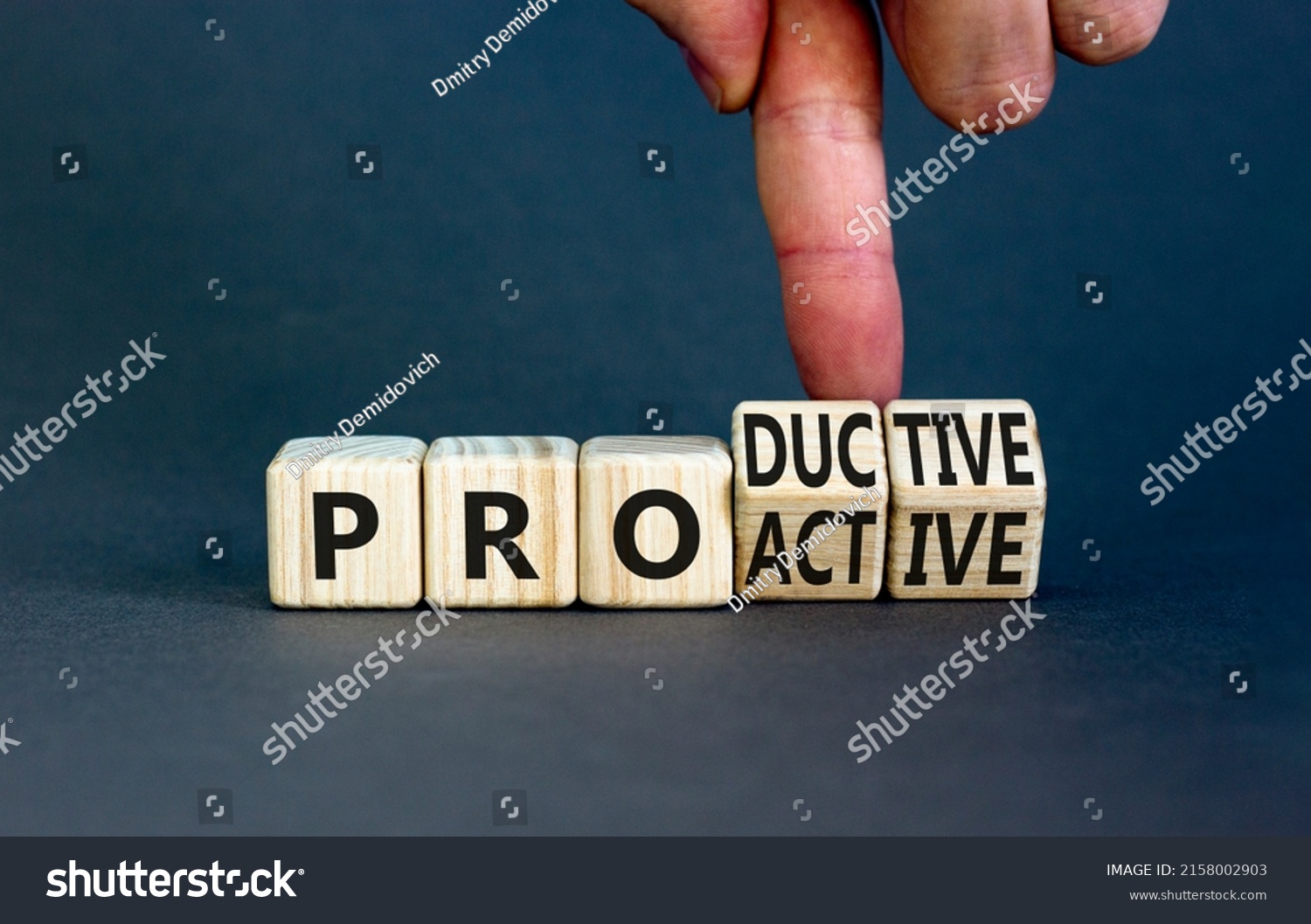 Proactive Productive Symbol Businessman Turns Cubes Stock Photo ...