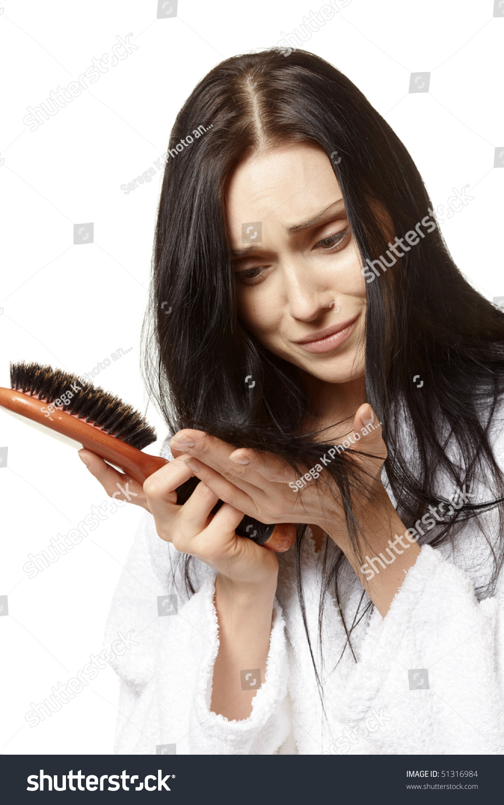 Problems Hair Woman Thick Hair Comb Stock Photo Edit Now 51316984