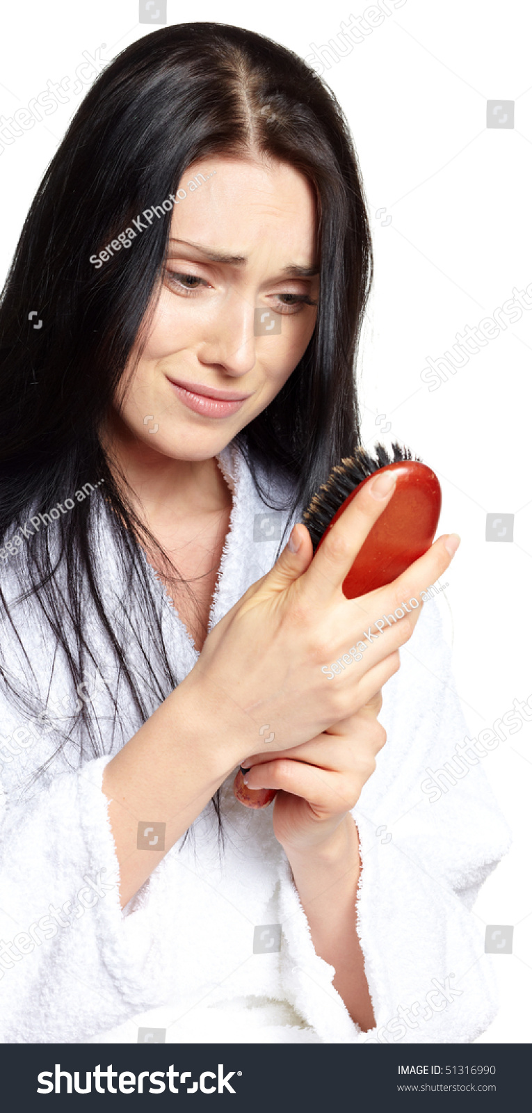 Problems Hair Woman Thick Hair Comb Stock Photo Edit Now 51316990