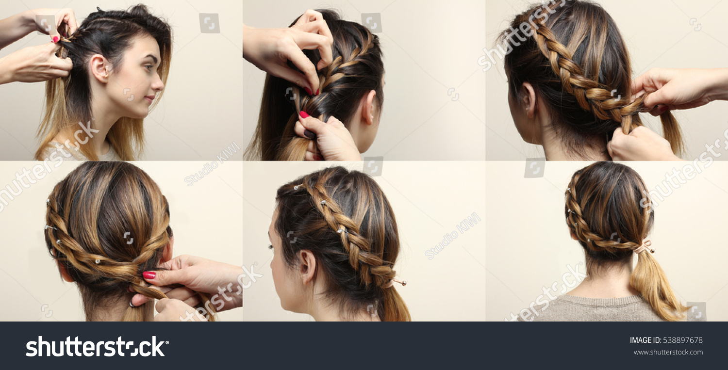 Process Weaving Braid Boho Style Hairstyle Stock Photo 538897678 ...