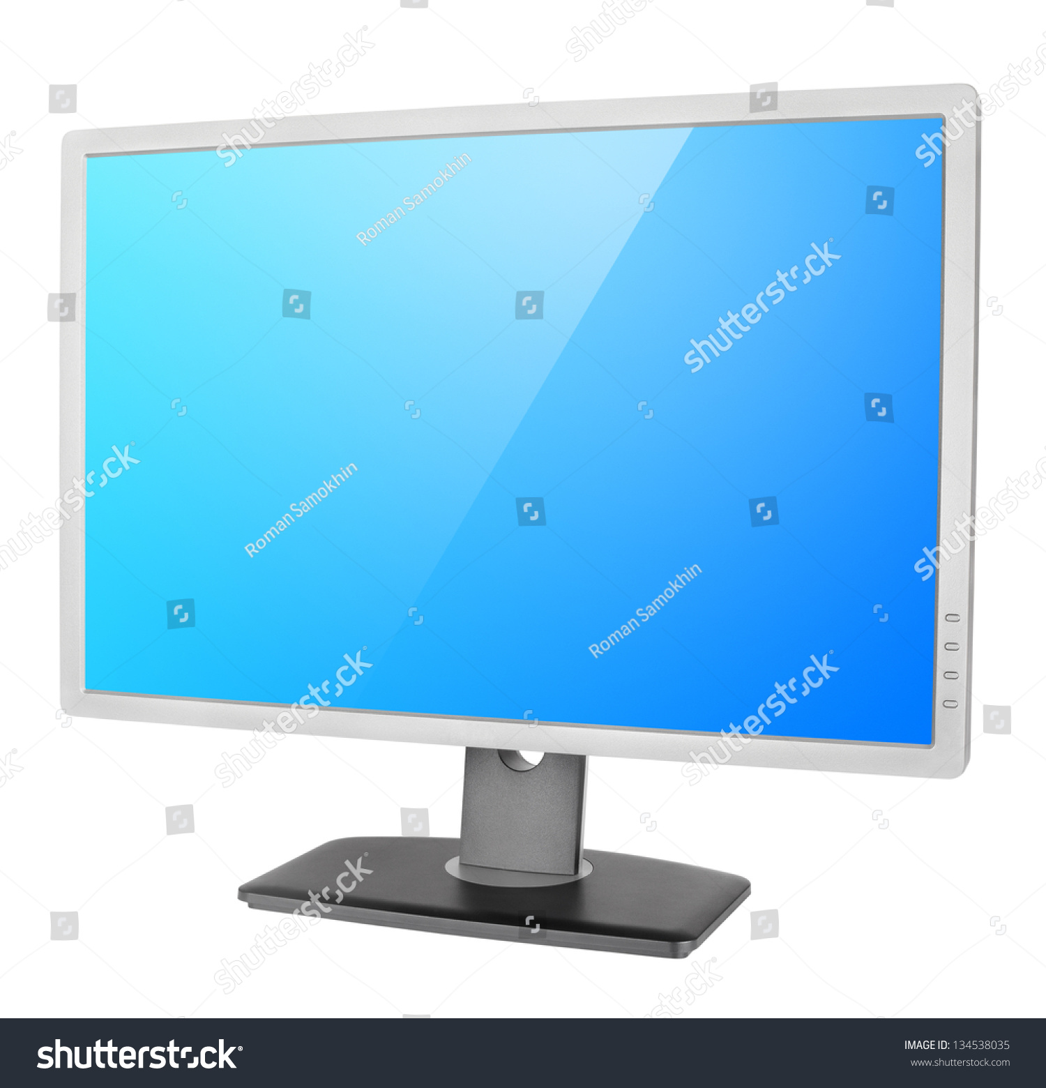 Professional Computer Monitor With Blue Screen Isolated On White ...