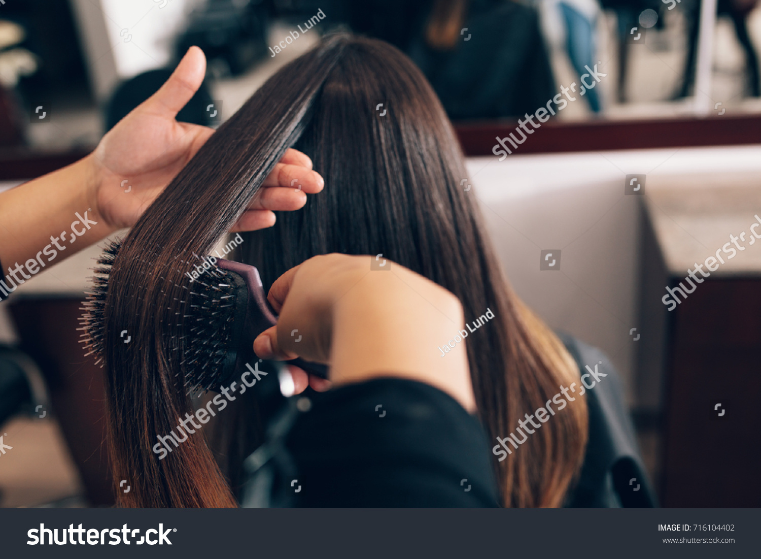 Professional Hairdresser Styling Hair Customer Salon Stock Photo