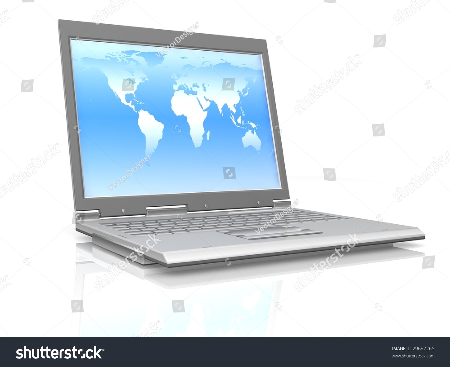 Professional Laptop On White Background With Reflection Stock Photo ...