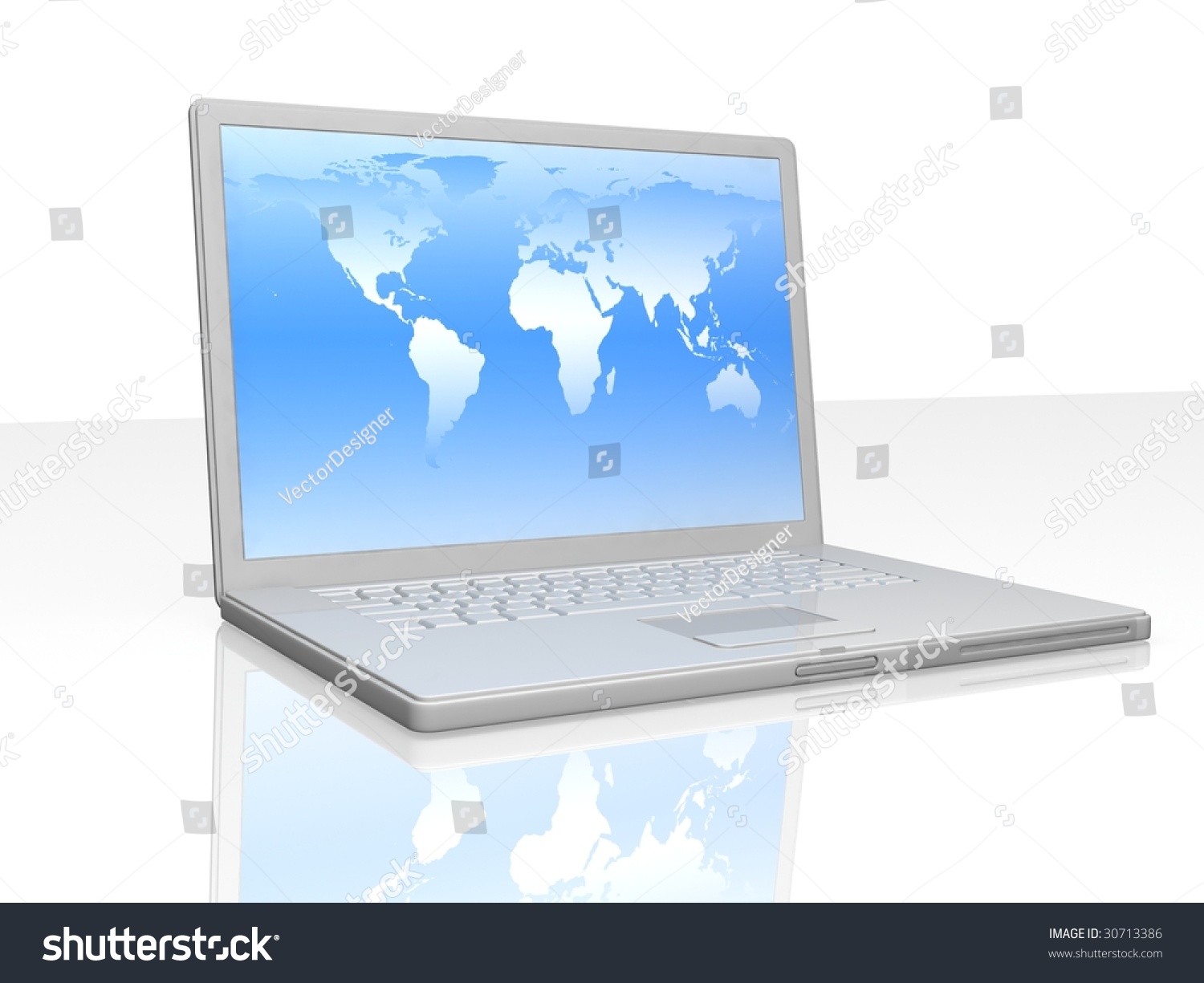 Professional Laptop On White Background With Reflection Stock Photo ...