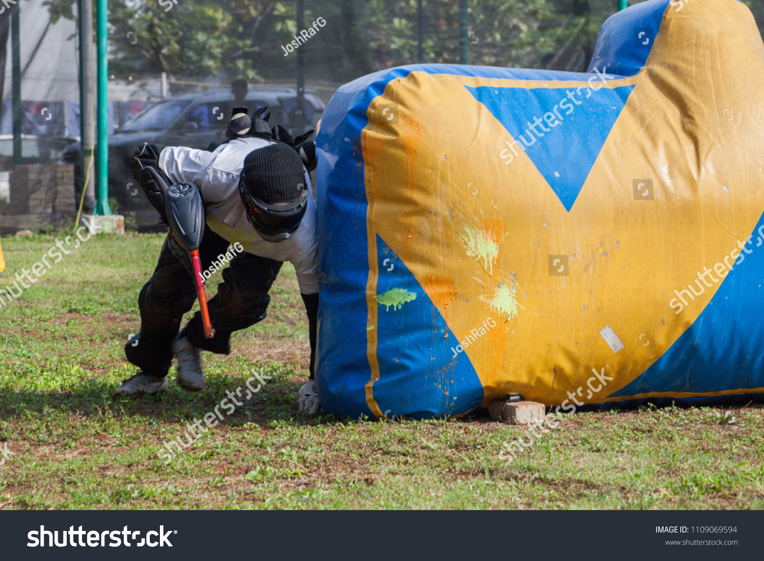 Professional Speedball Paintball Player Playing Paintball Stock Photo Edit Now