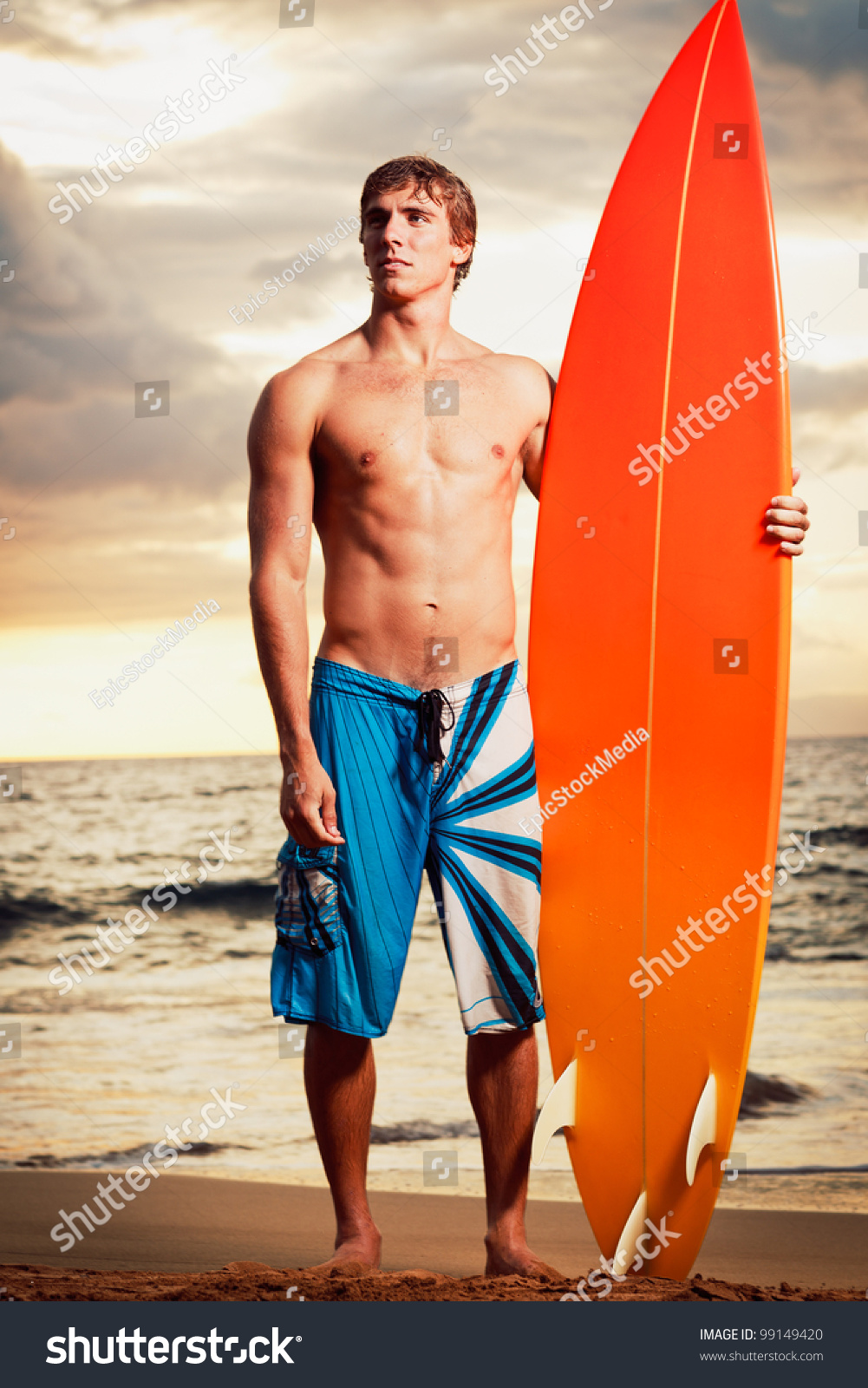 Professional Surfer Holding Surf Board Stock Photo 99149420 - Shutterstock