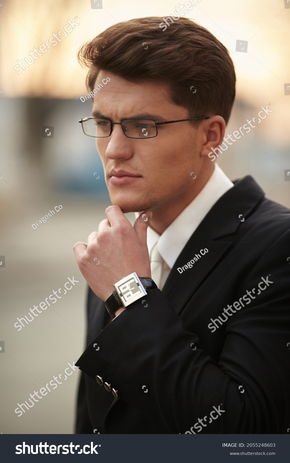 Profile Portrait Adult Male Model Glasses Stock Photo (Edit Now) 2055248603