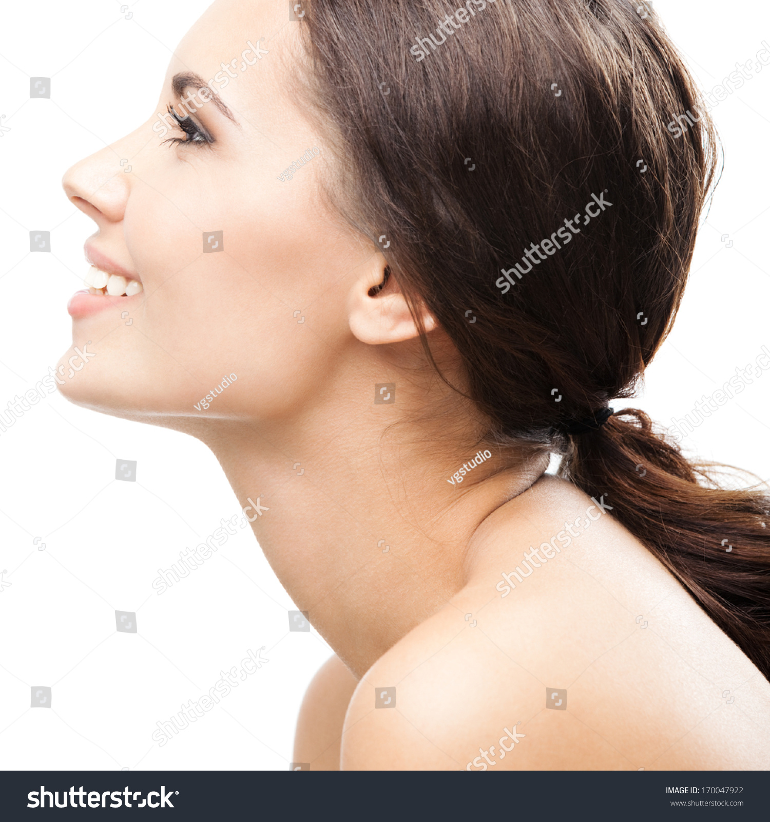 pix Smiling Reference https www shutterstock com image photo profile side portrait beautiful young happy 170047922