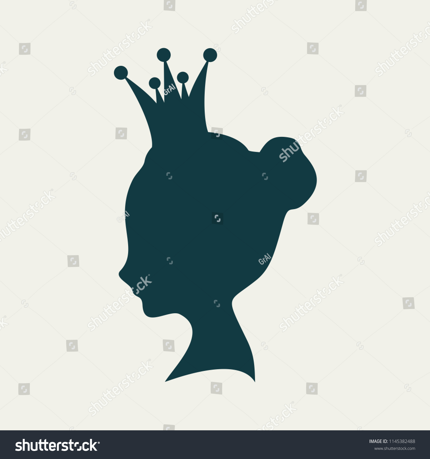 Profile View Silhouette Princess Queen Cute Stock Illustration 1145382488 Shutterstock 