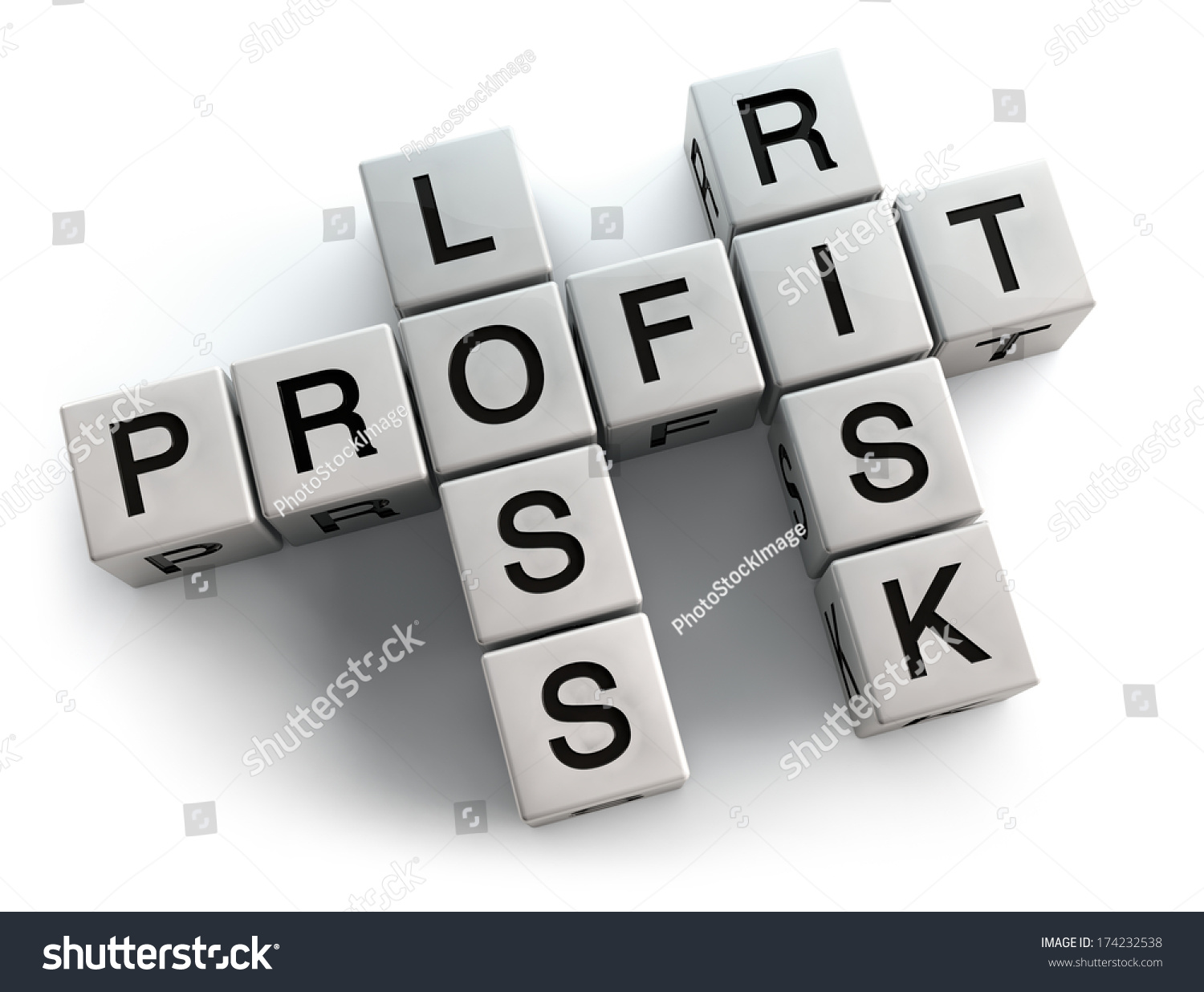 Profit Loss Risk Crossword Puzzle Clipping: ภาพประกอบสต็อก 174232538
