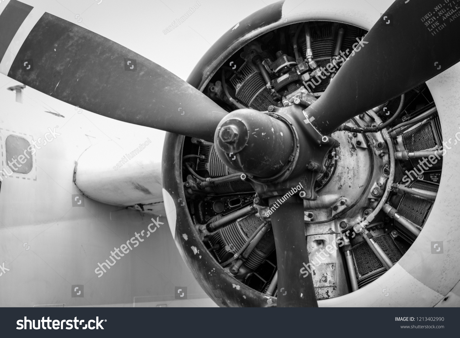 Propeller Engine Aircraft Airplane Have Three Stock Photo 1213402990